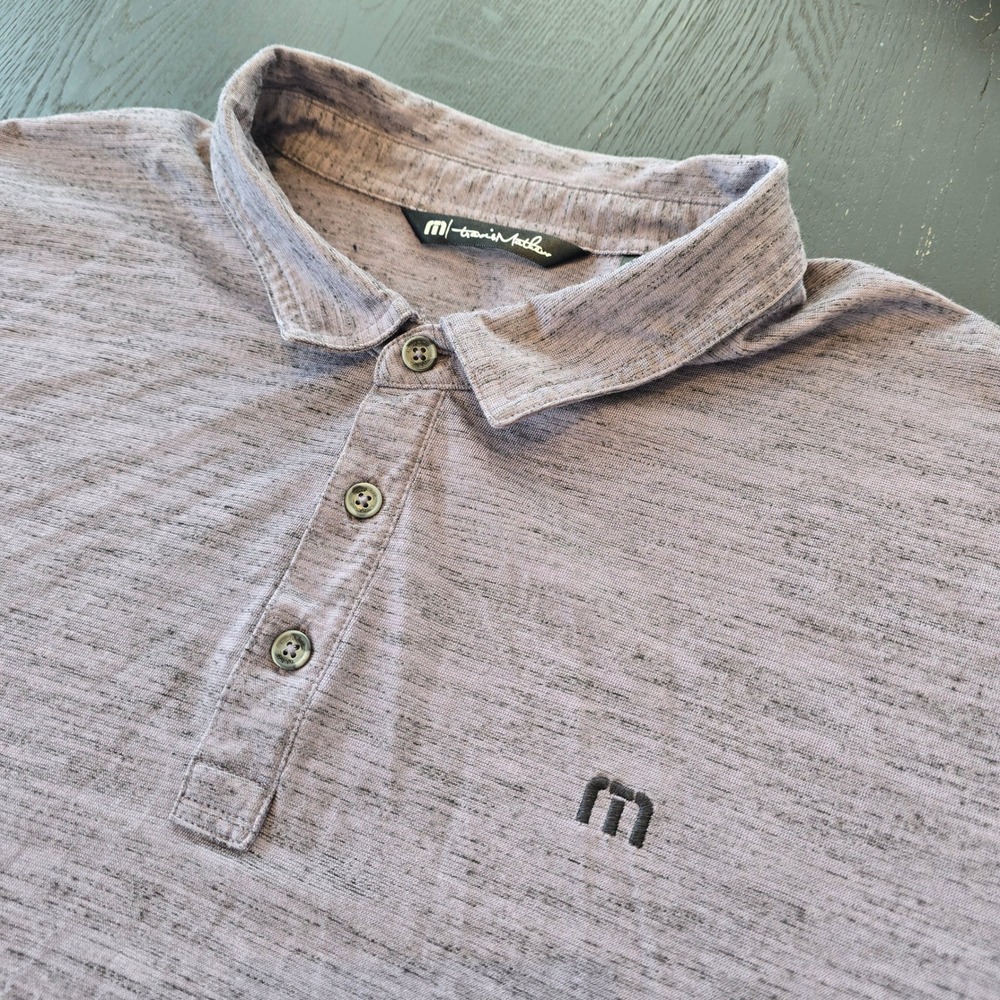 Travis Mathew Mens XXL Purple Heathered Space Dye Short Sleeve Golf Polo Shirt